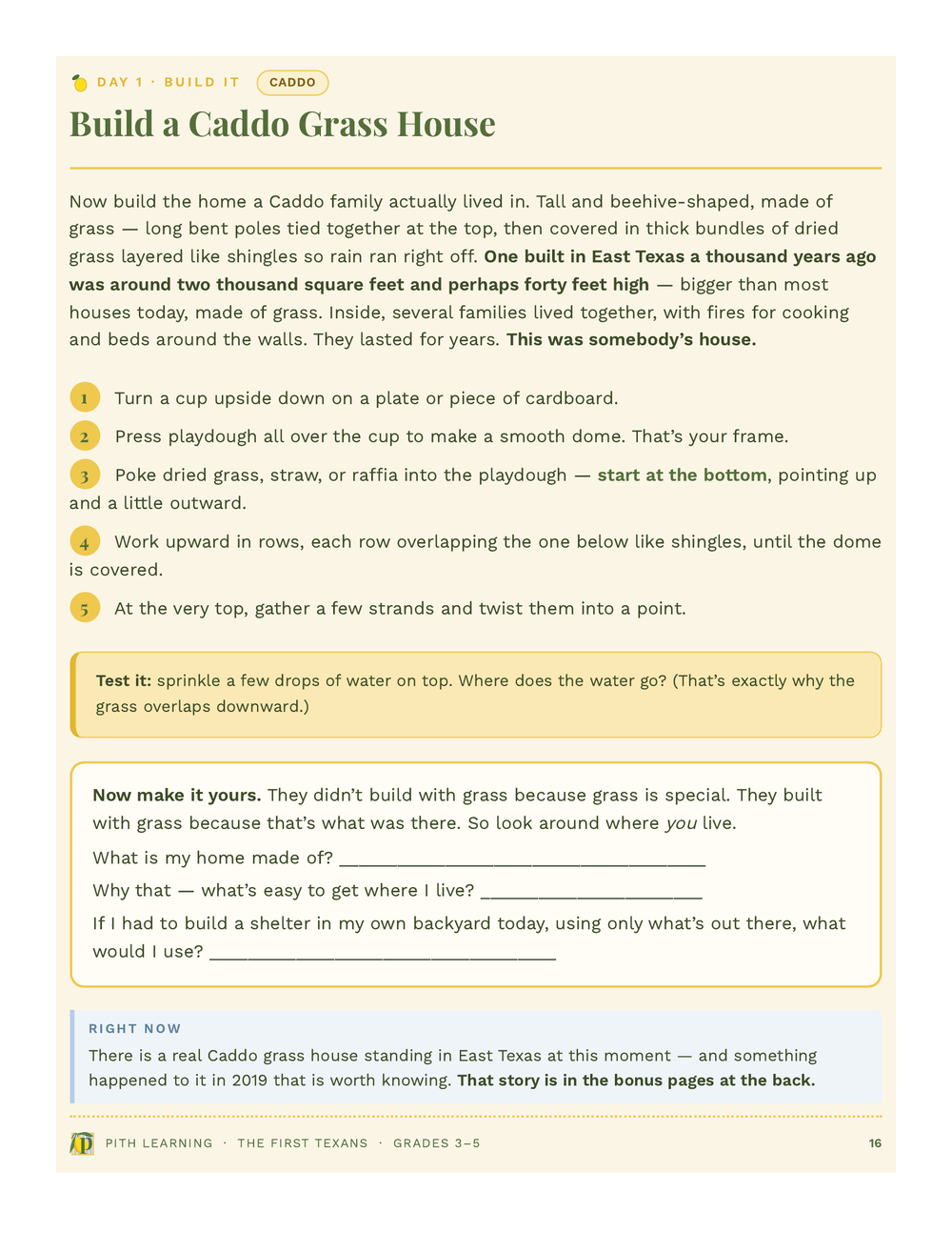 Interior page: Build a Caddo Grass House