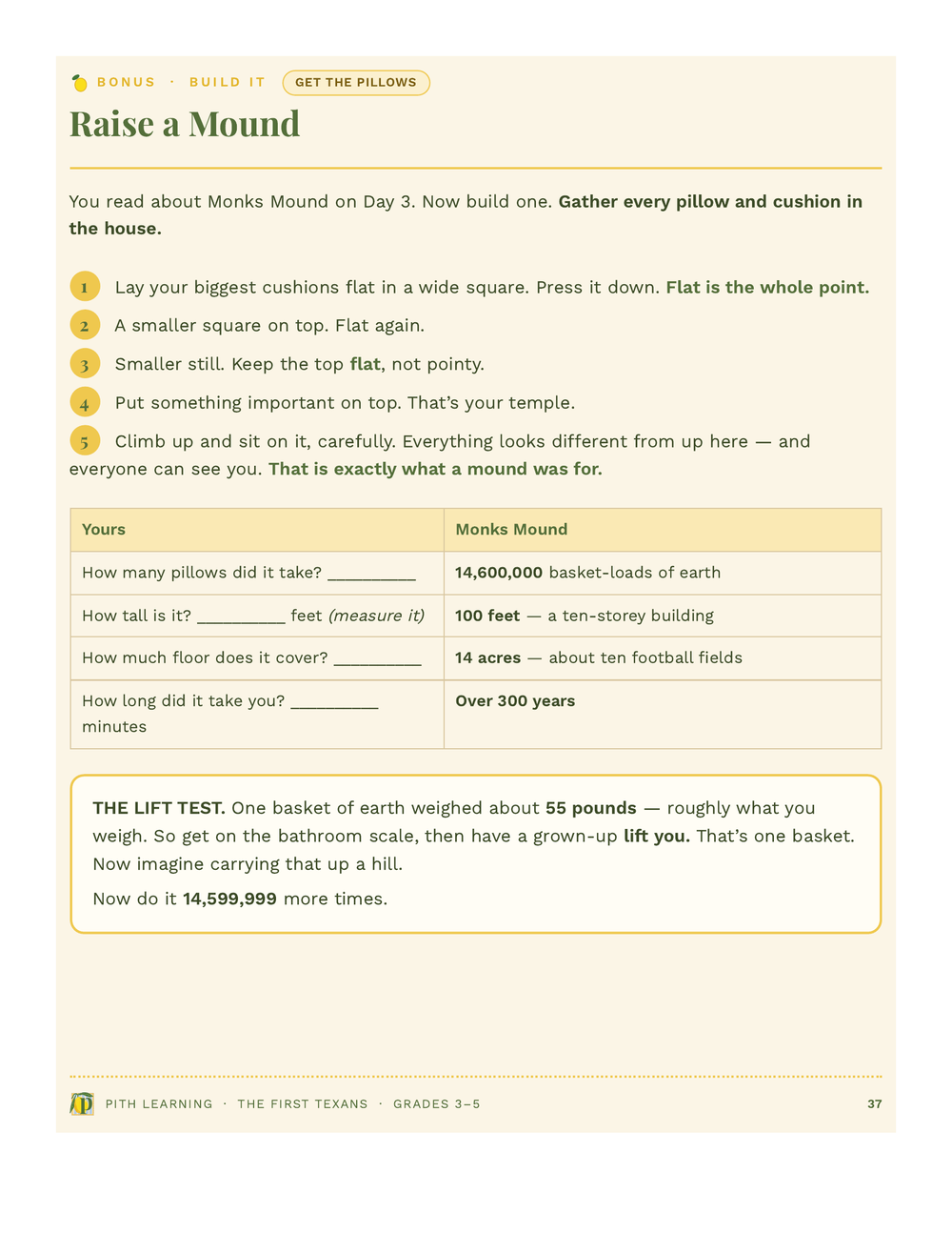 Interior page: Build a Mound