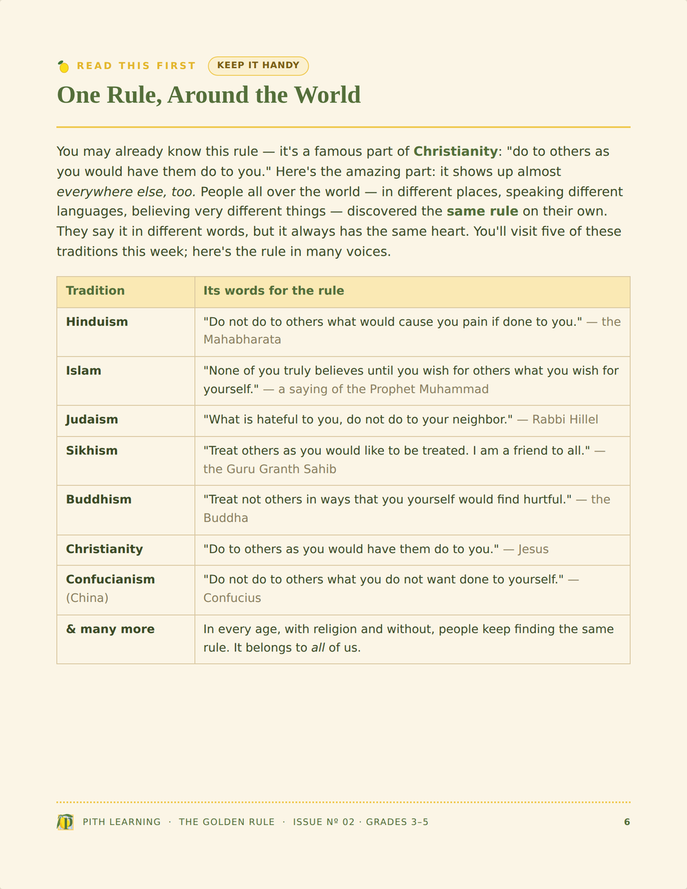 Interior page: One Rule, Around the World