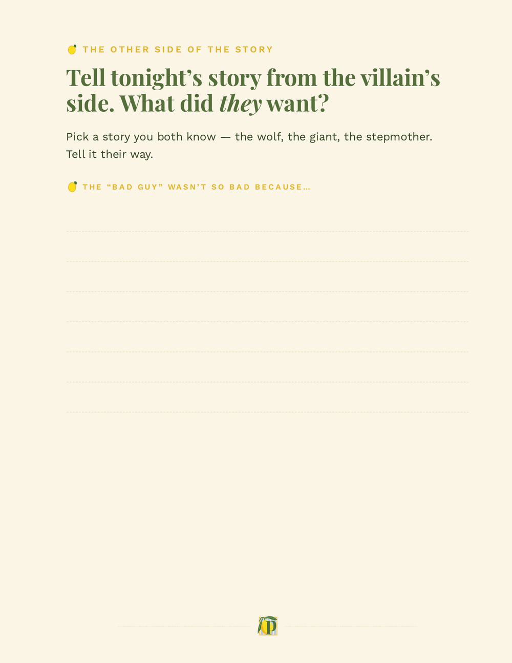 Pith & Pillow page: Tell the story from the other side